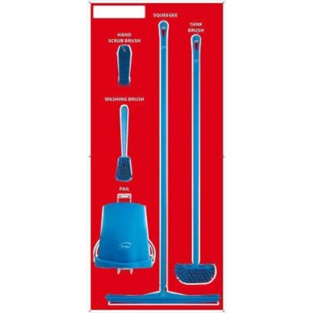 NATIONAL MARKER CO National Marker Wet Zone Shadow Board Combo Kit, Red/Red, 68 X 30, Aluminum - SBK110AL